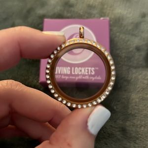 Large origami owl rose gold locket with crystals
